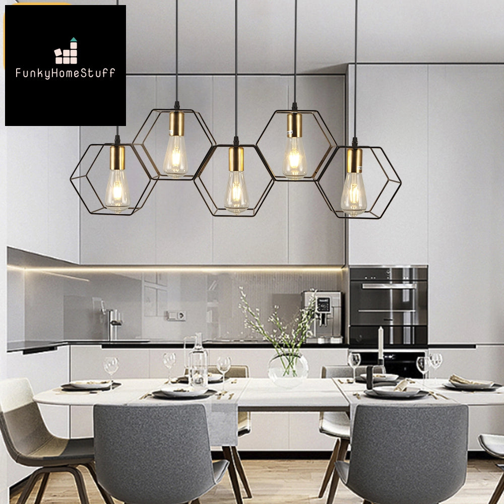 Modern LED Chandelier Geometric Metal Frame Lamp