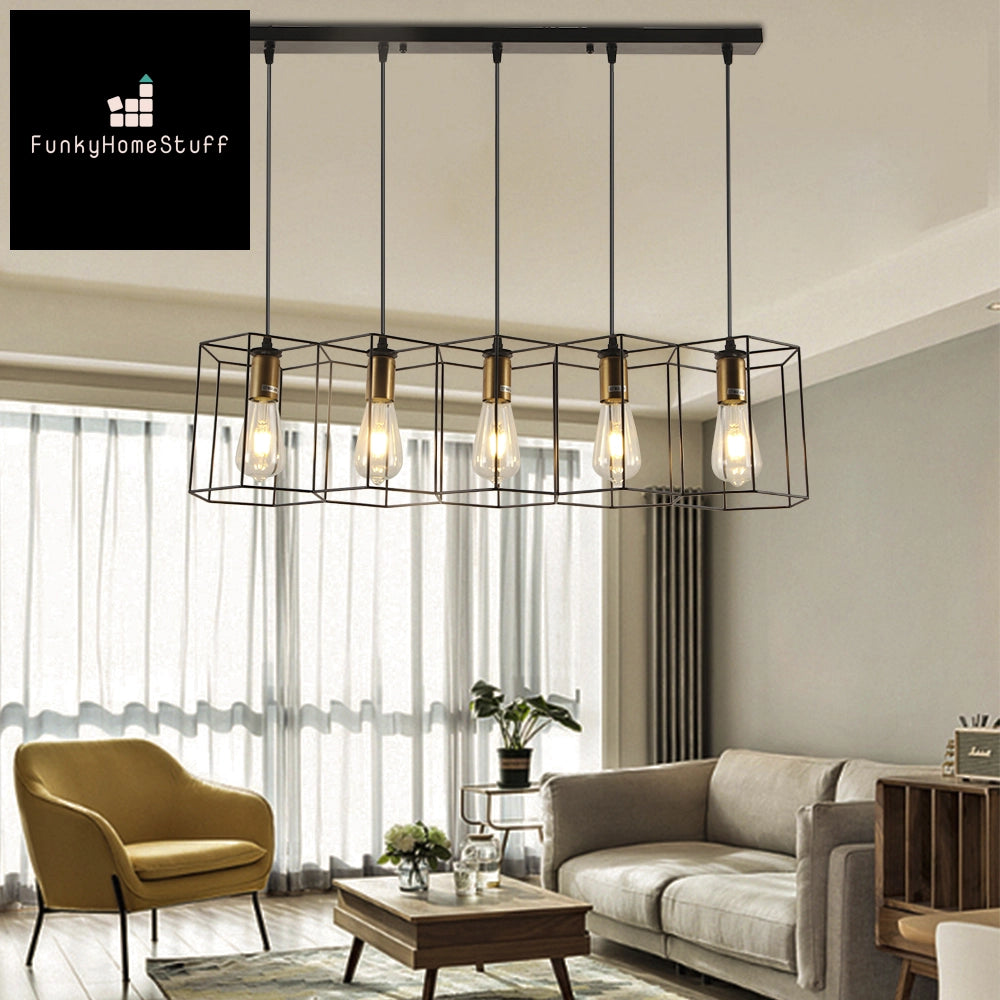 Modern LED Chandelier Geometric Metal Frame Lamp