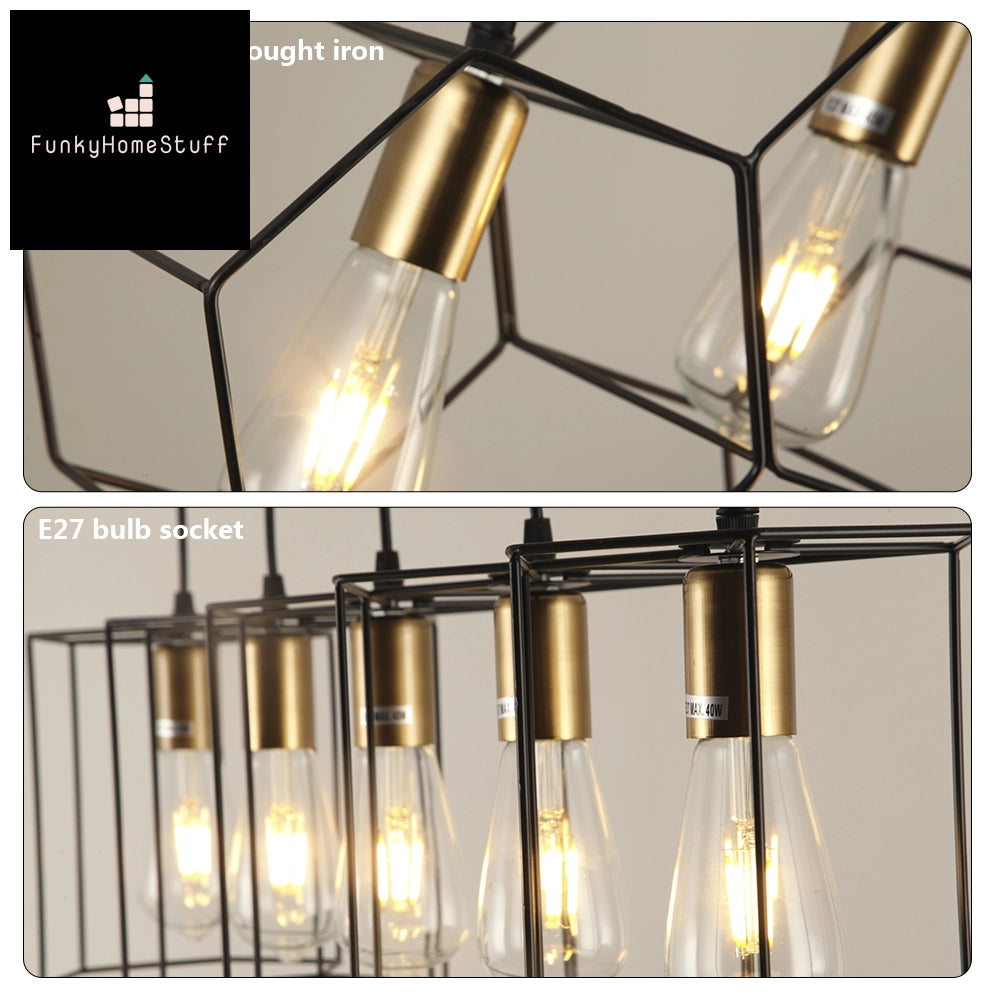 Modern LED Chandelier Geometric Metal Frame Lamp