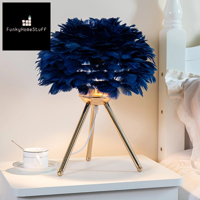 Romantic Goose Feather Bedroom Table Lamp