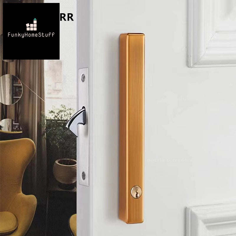 Modern Silent Sliding Door Lock - Golden Finish