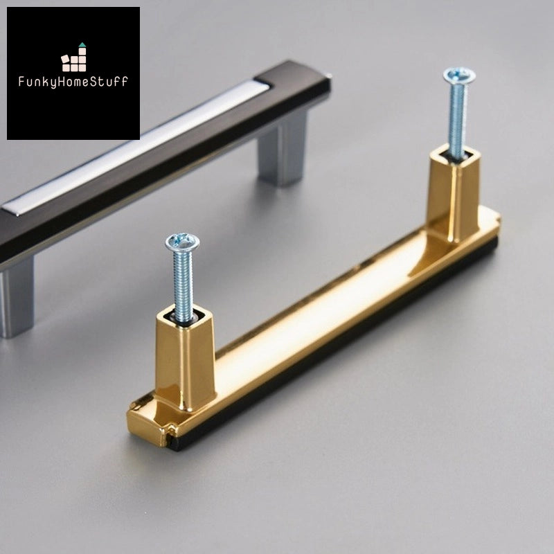 Modern Gold Black Chrome Kitchen Handle Set