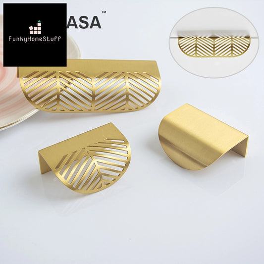 High-End Golden Brass Leaf Invisible Pulls