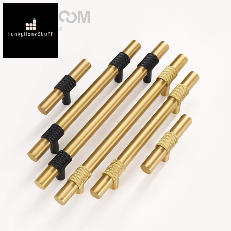 Modern Brass Knurling Furniture Handles Set