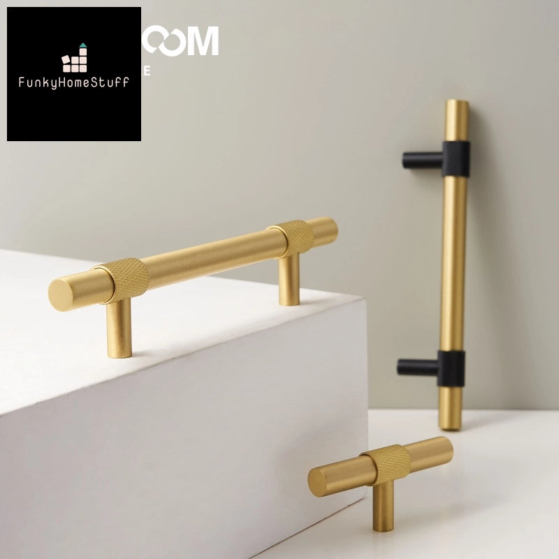 Modern Brass Knurling Furniture Handles Set