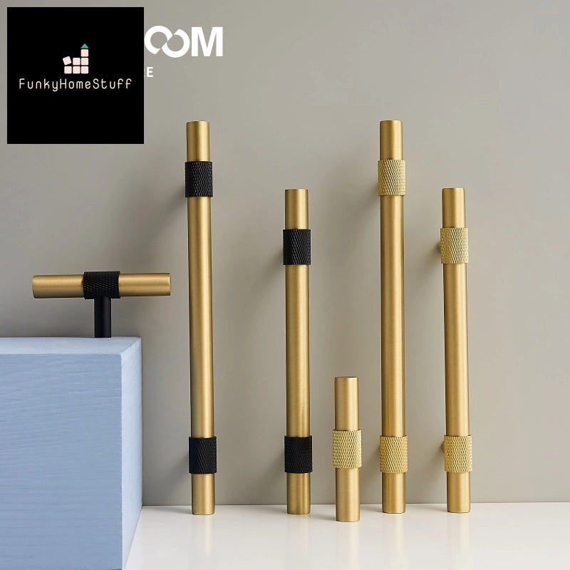 Modern Brass Knurling Furniture Handles Set