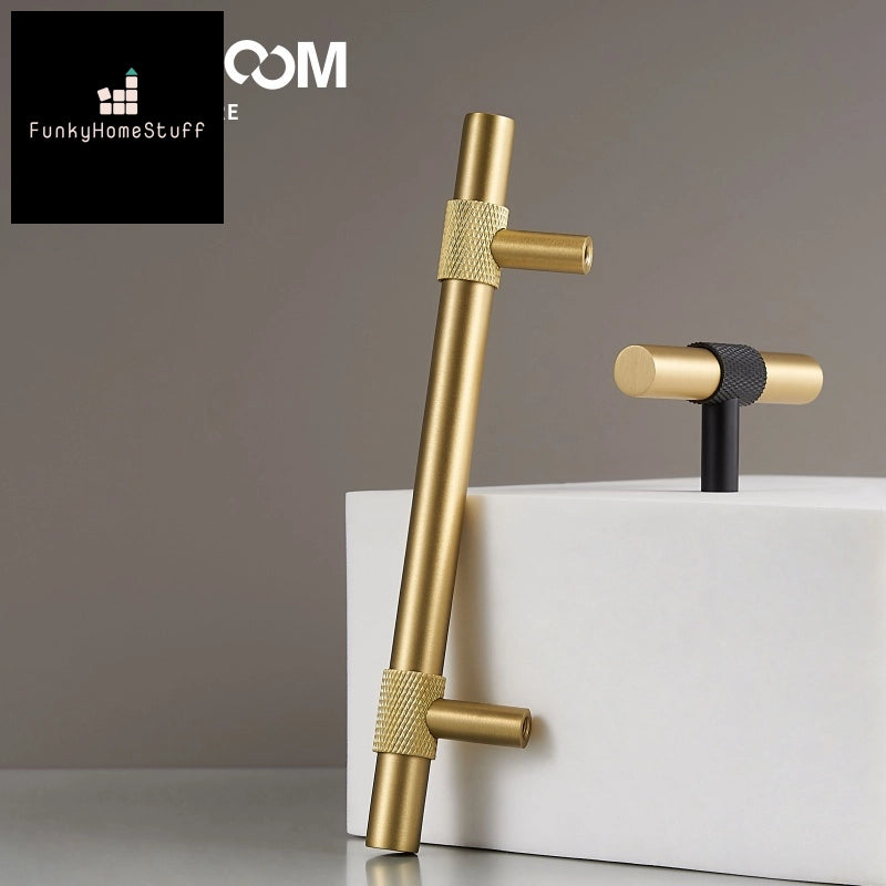 Modern Brass Knurling Furniture Handles Set