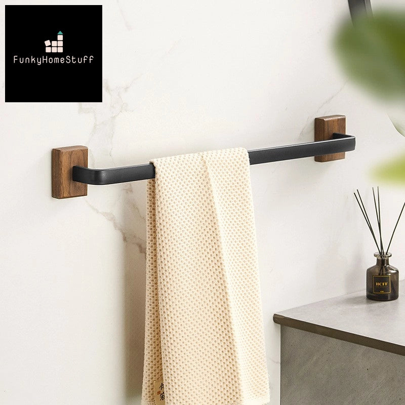 Nordic Walnut Towel Bar Punch-Free