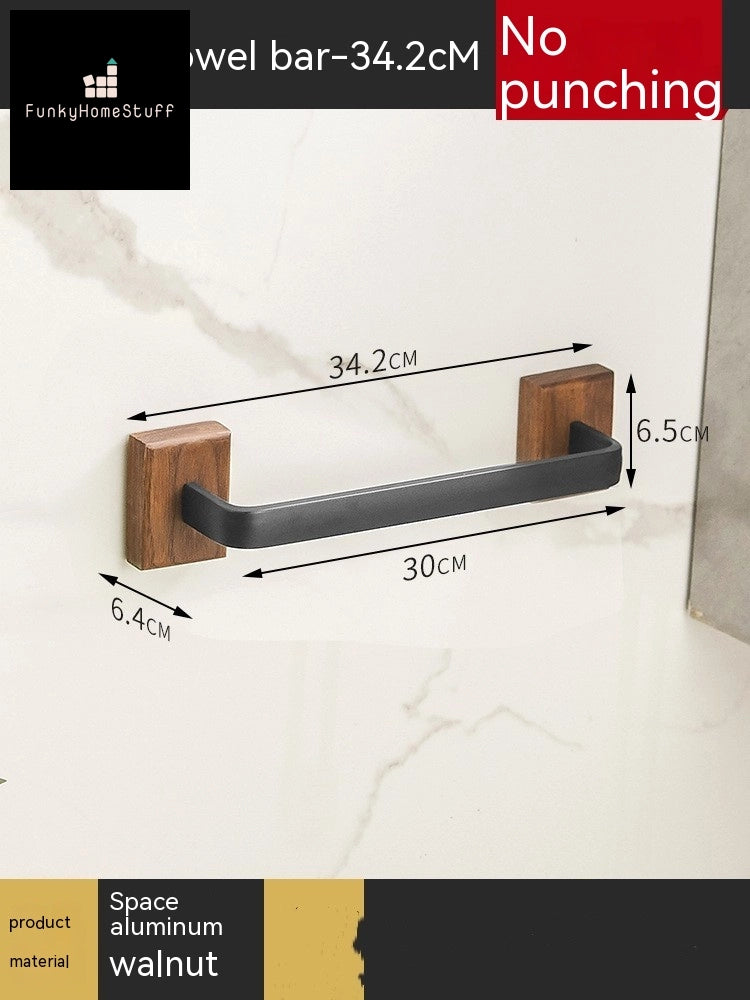 Nordic Walnut Towel Bar Punch-Free