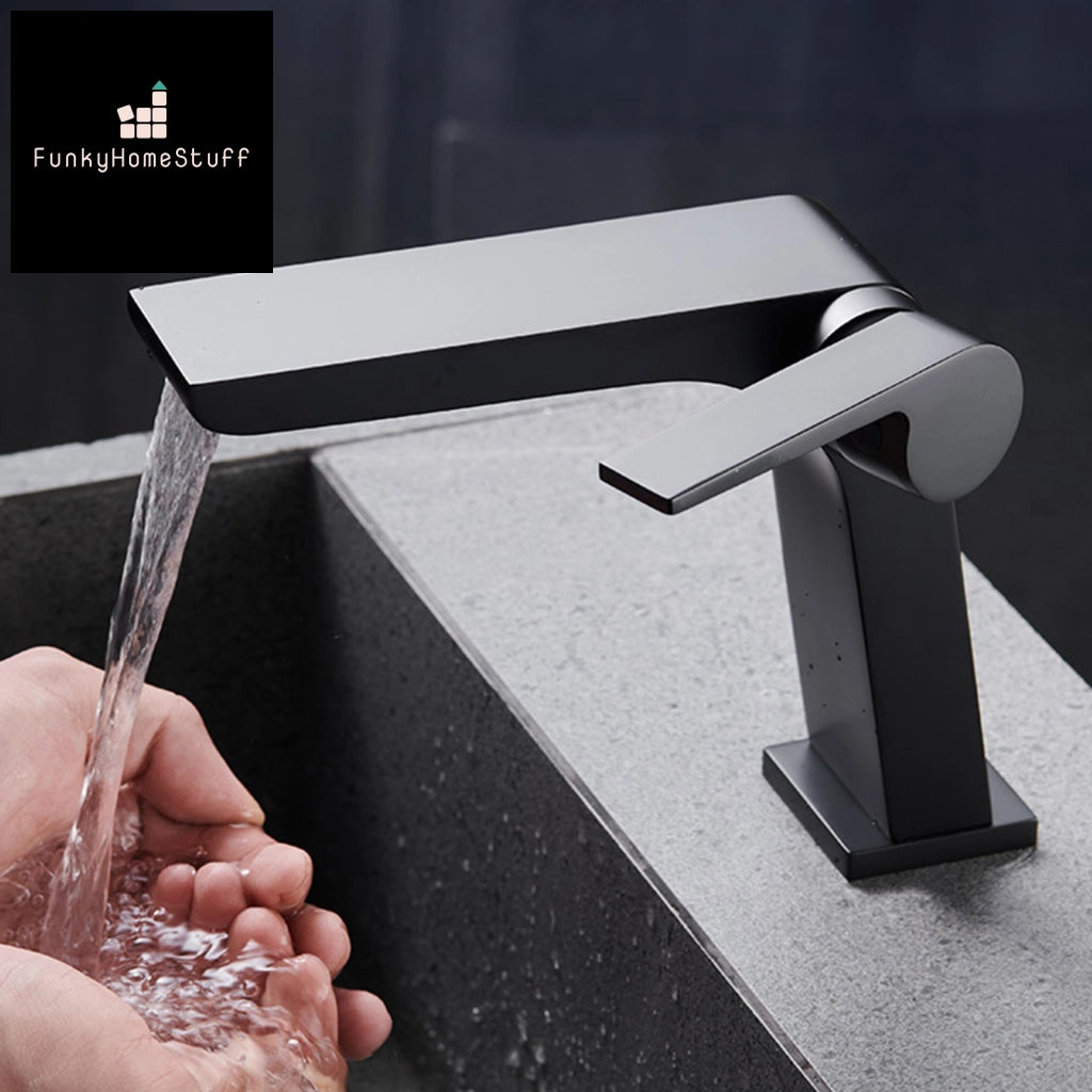 Unique Modern Black Bathroom Faucet - Deck Mounted