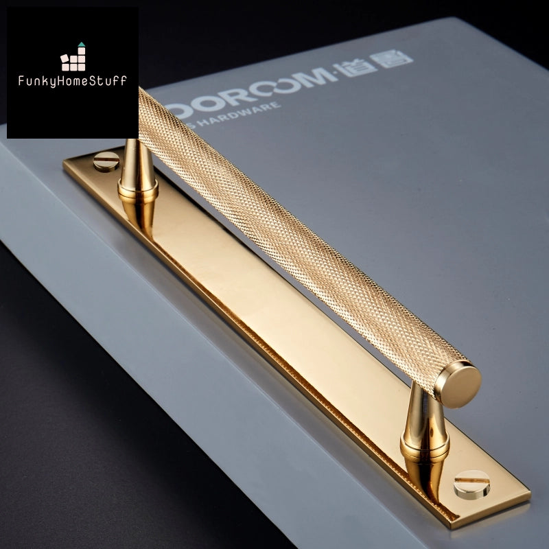 Modern Gold & Black Brass Drawer Pulls - Dooroom Knurled Handles