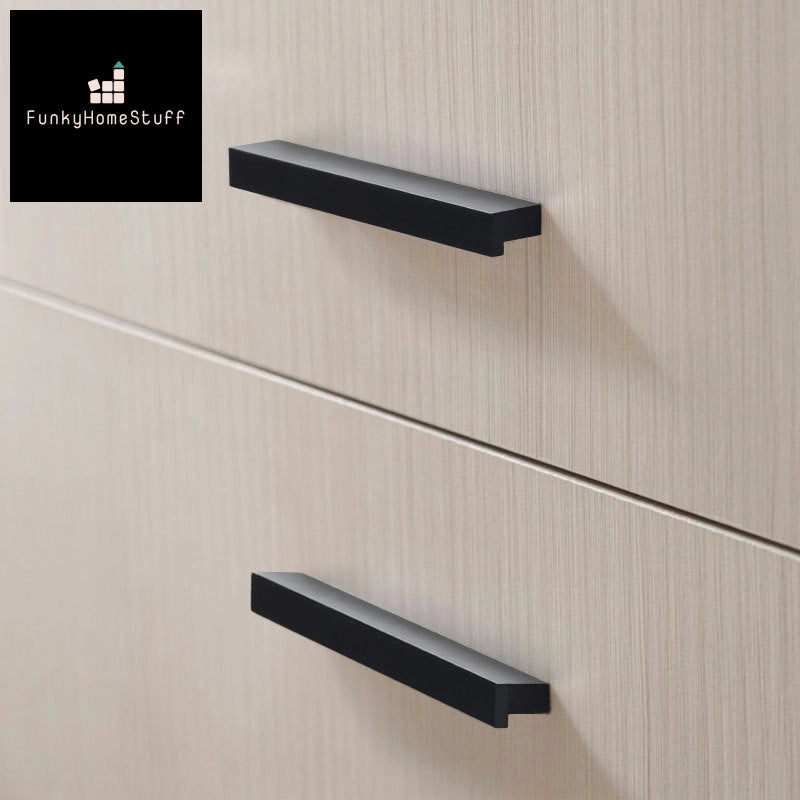 Modern Minimalist Black Aluminum Alloy Wardrobe Door Handle