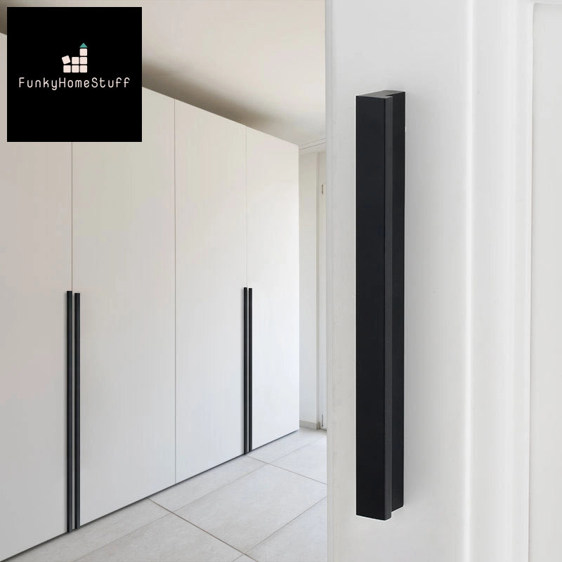 Modern Minimalist Black Aluminum Alloy Wardrobe Door Handle