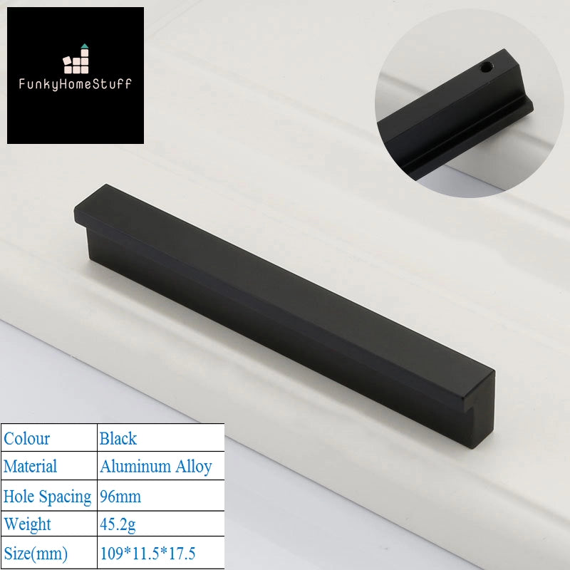 Modern Minimalist Black Aluminum Alloy Wardrobe Door Handle