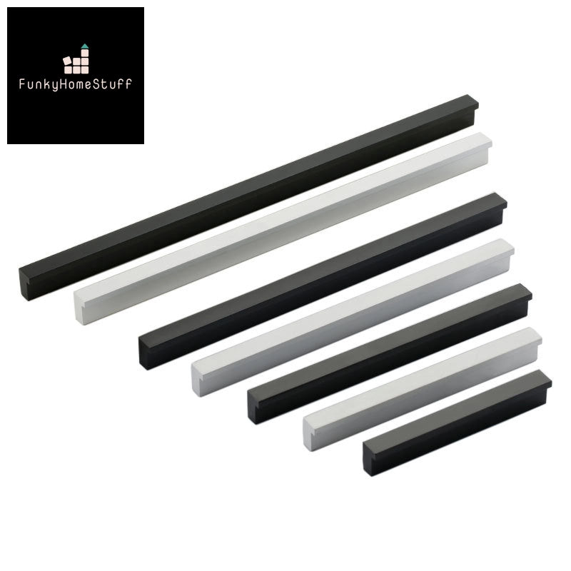 Modern Minimalist Black Aluminum Alloy Wardrobe Door Handle