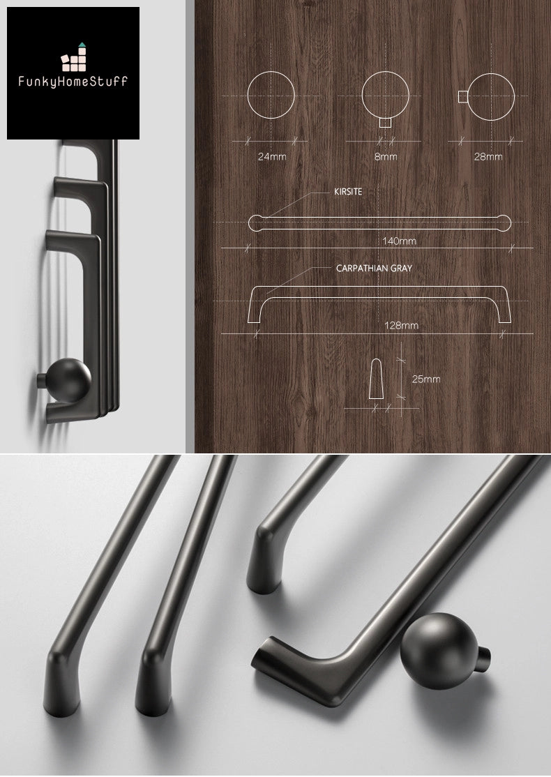 Modern Nordic Matte Gray Cabinet Handle