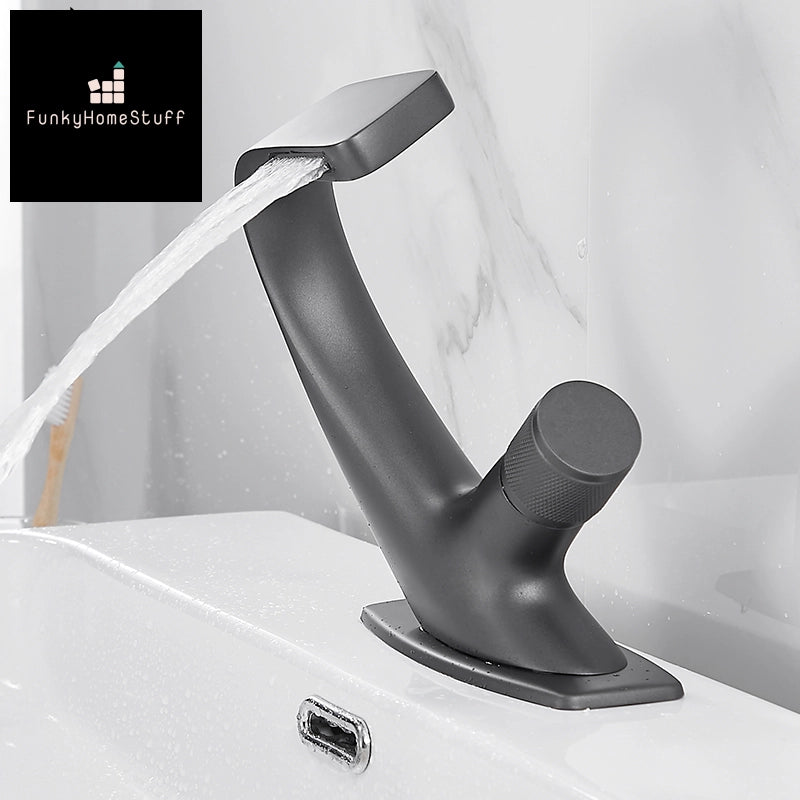 Matte Black Bathroom Mixer Tap Brass Faucet Single Handle Elegant Crane