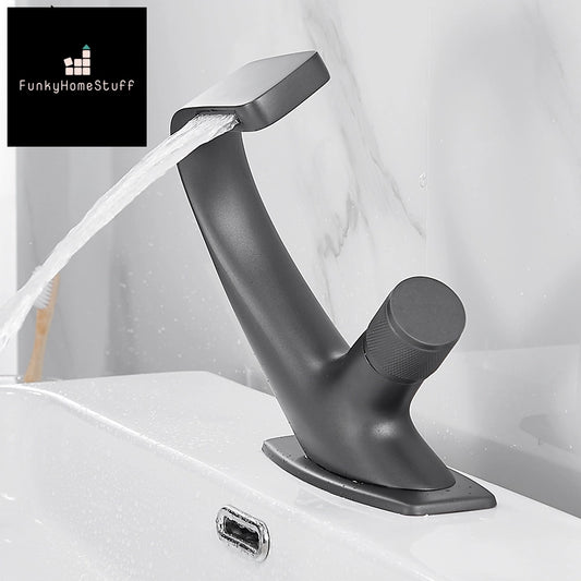 Matte Black Bathroom Mixer Tap Brass Faucet Single Handle Elegant Crane