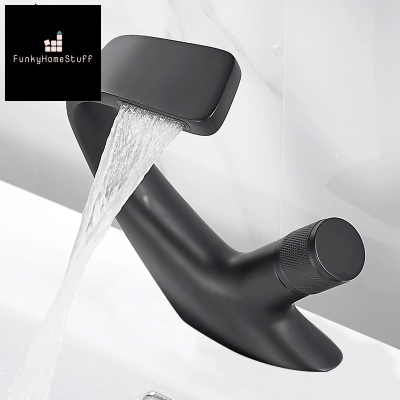 Matte Black Bathroom Mixer Tap Brass Faucet Single Handle Elegant Crane