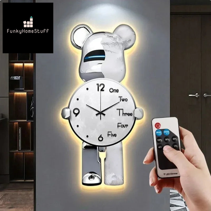 Modern Cartoon Wall Clock | Home Decor | Bear Design Mute Watch