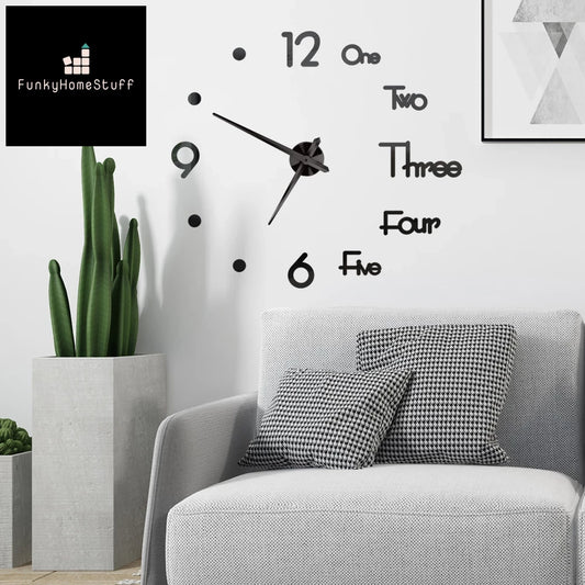 3D Large Frameless Wall Clock