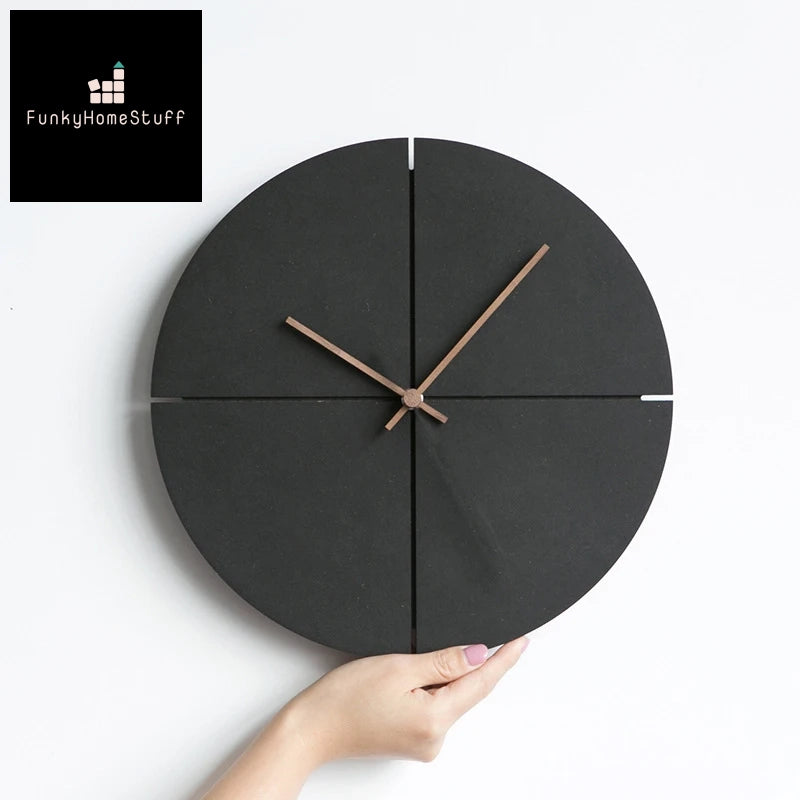 Nordic Minimalist Wooden Wall Clock - Black