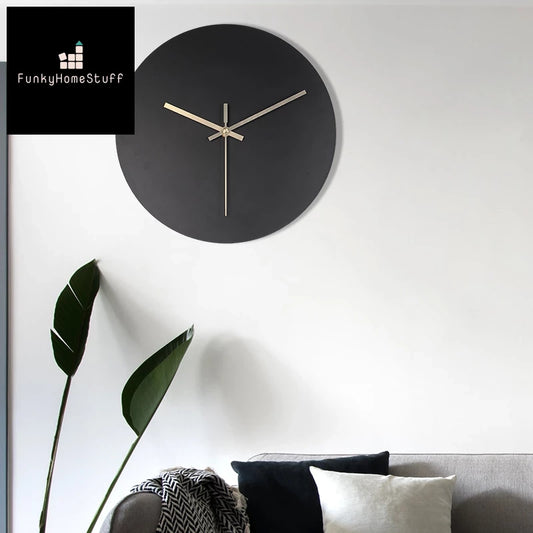 Nordic Minimalist Wooden Wall Clock - Black