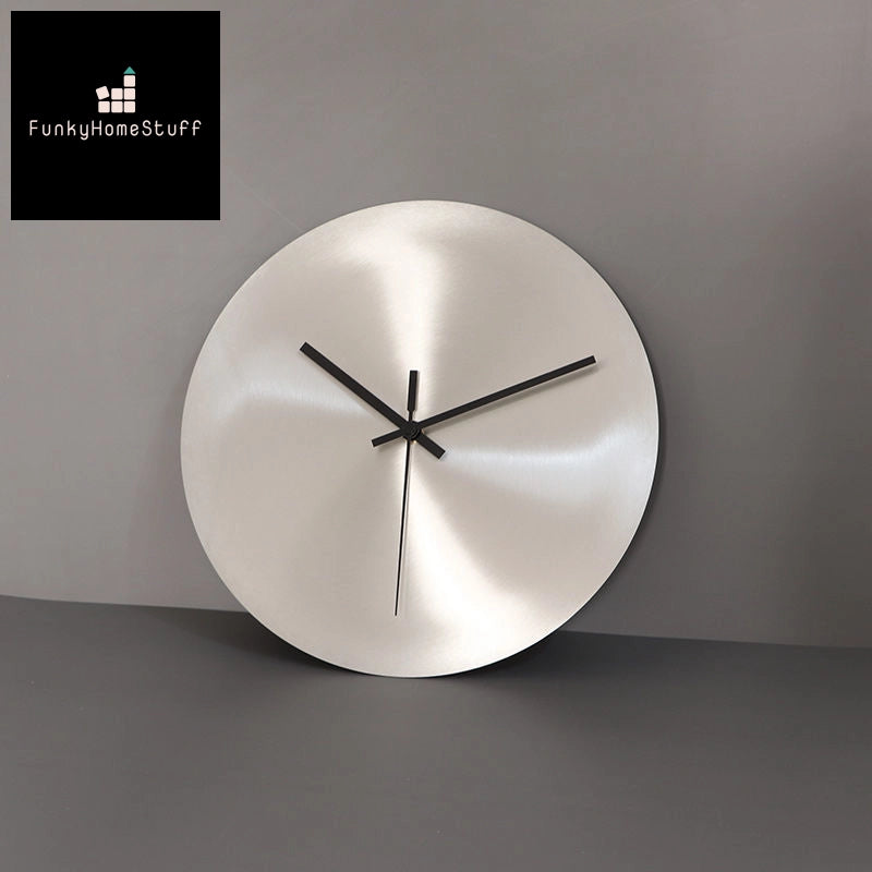 Minimalist Industrial Style Wall Clock - Silver Round