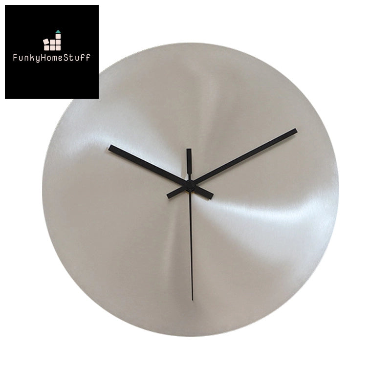 Minimalist Industrial Style Wall Clock - Silver Round