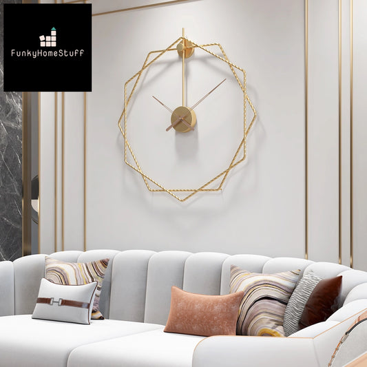 Polygon Living Room Clock: Gold, Silver, Mixed Colors