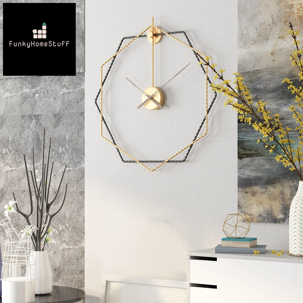 Polygon Living Room Clock: Gold, Silver, Mixed Colors