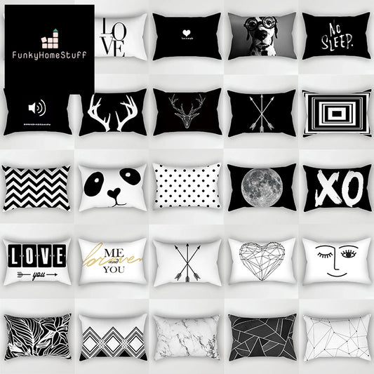 Black White Geometric Waist Pillowcase 30x50cm