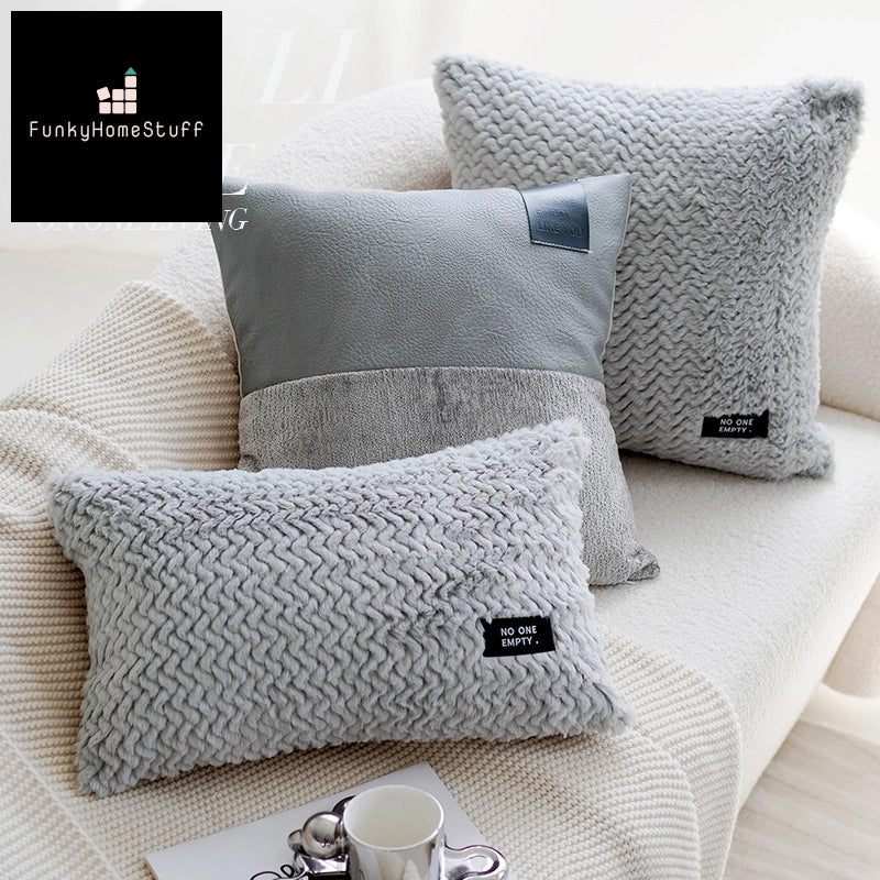 Splicing Cream Gray Throw Pillow Cover