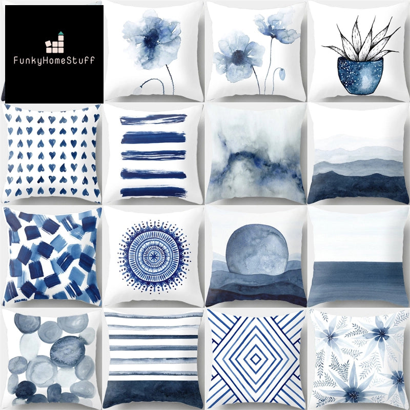 Blue Ink Geometric Pillowcases