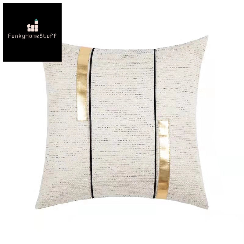 Ivory Chenille Pillow Covers Black Stripe