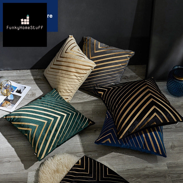 Luxury Nordic Square Gold Geometric Pattern Pillow Cover 45x45cm