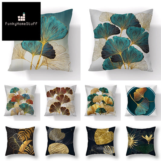 Golden Ginkgo Leaves Pillow Case 45x45CM