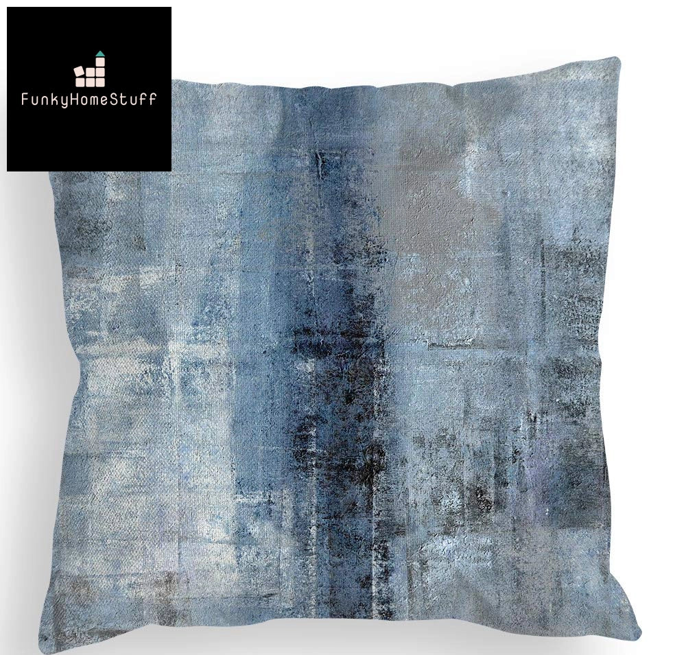 Blue Gray White Linen Pillowcase 40x40 50x50