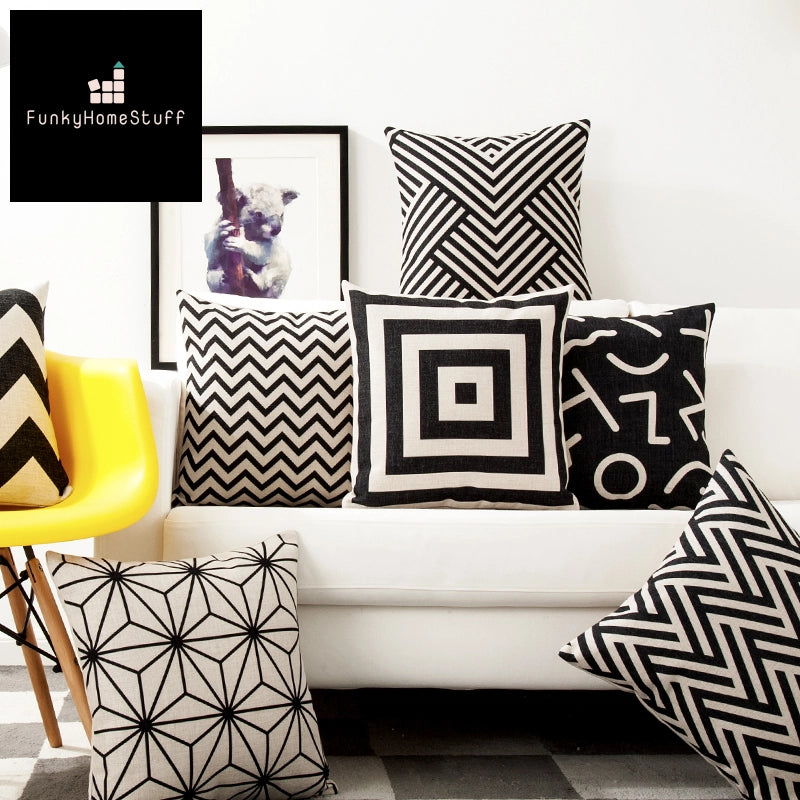 Geometric Black Decorative Home Decor PillowCase