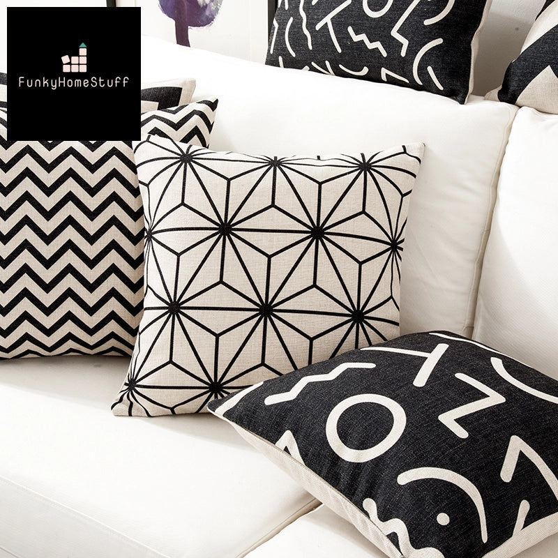 Geometric Black Decorative Home Decor PillowCase