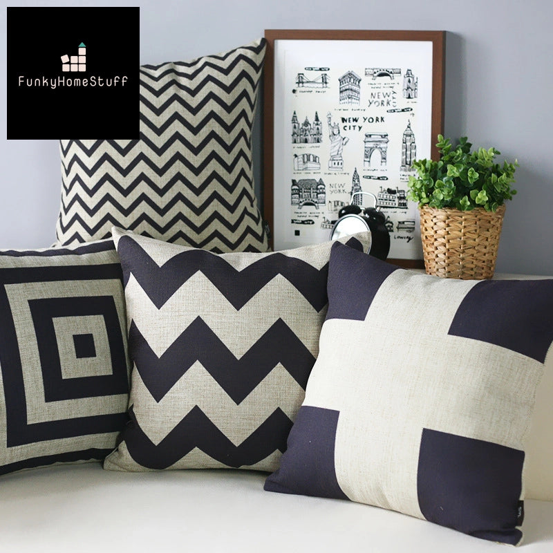 Geometric Black Decorative Home Decor PillowCase