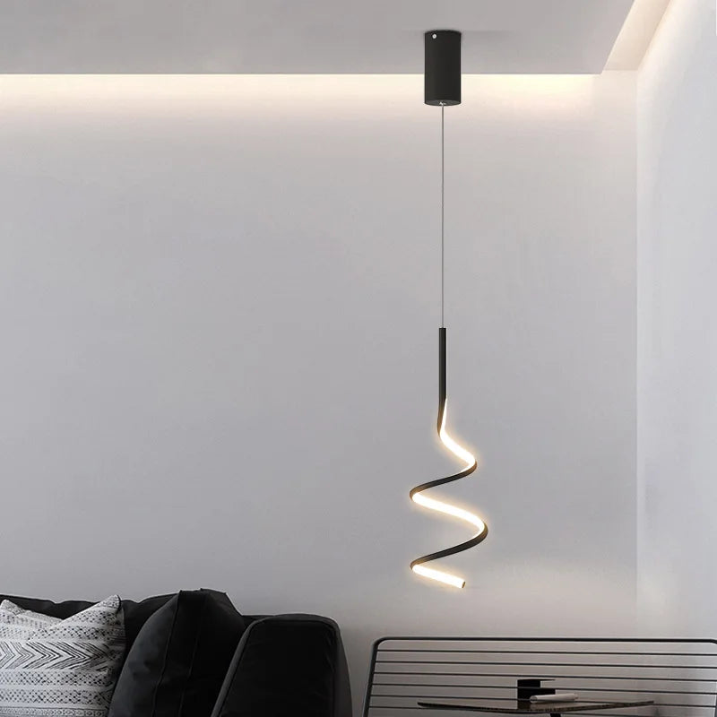 Modern LED Spiral Pendant Lights - Bedroom Decor