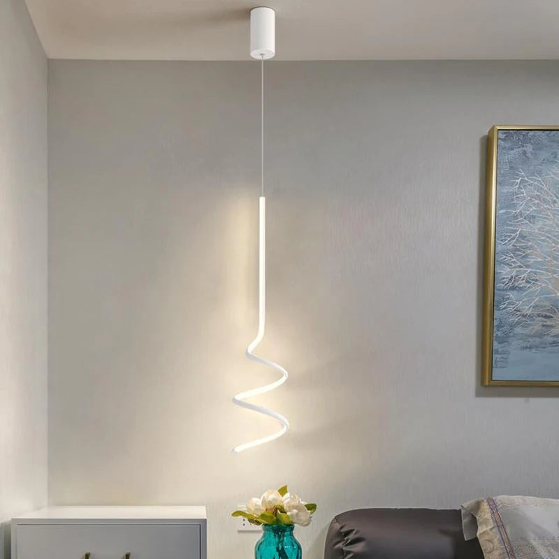 Modern LED Spiral Pendant Lights - Bedroom Decor