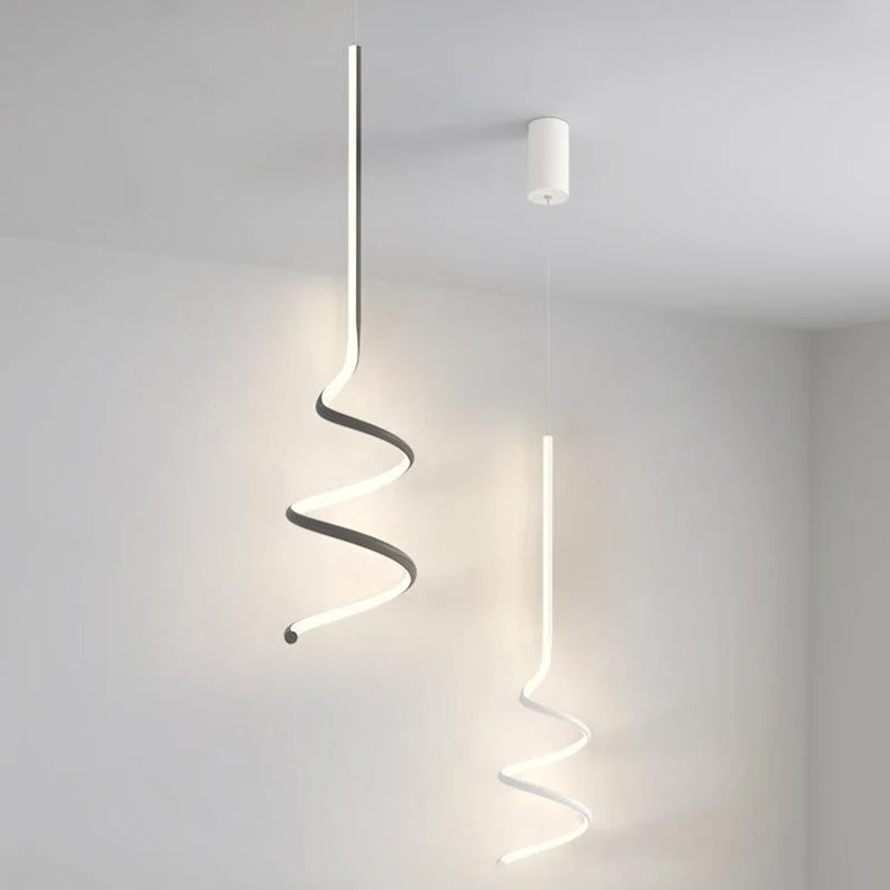 Modern LED Spiral Pendant Lights - Bedroom Decor